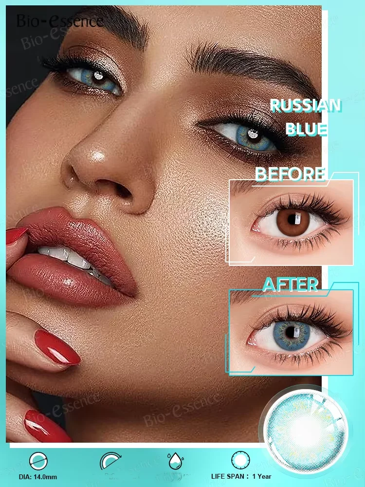 Bio-essence 1 Pair Colored Contact Lenses for Eyes Russian Girl Blue Lenses Monet Green Eye Lenses Violet Lenses Fashion Lenses