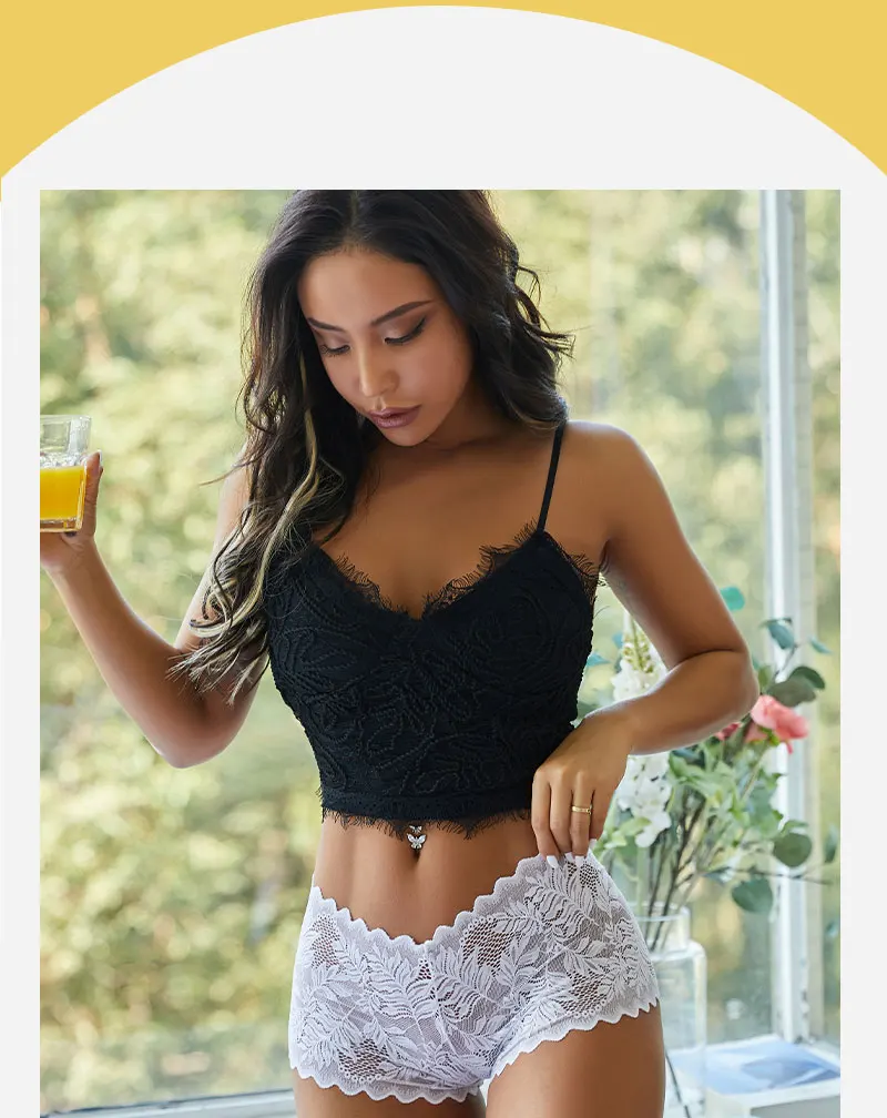 3PCS Women Sexy Lace Panties Floral Perspective Uderwear Solid Color Intimates Boyshort Female V-Waist Breathablle Soft Lingerie