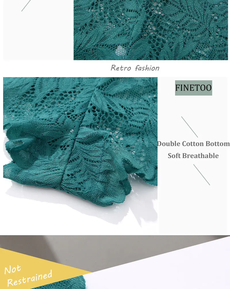 3PCS Women Sexy Lace Panties Floral Perspective Uderwear Solid Color Intimates Boyshort Female V-Waist Breathablle Soft Lingerie