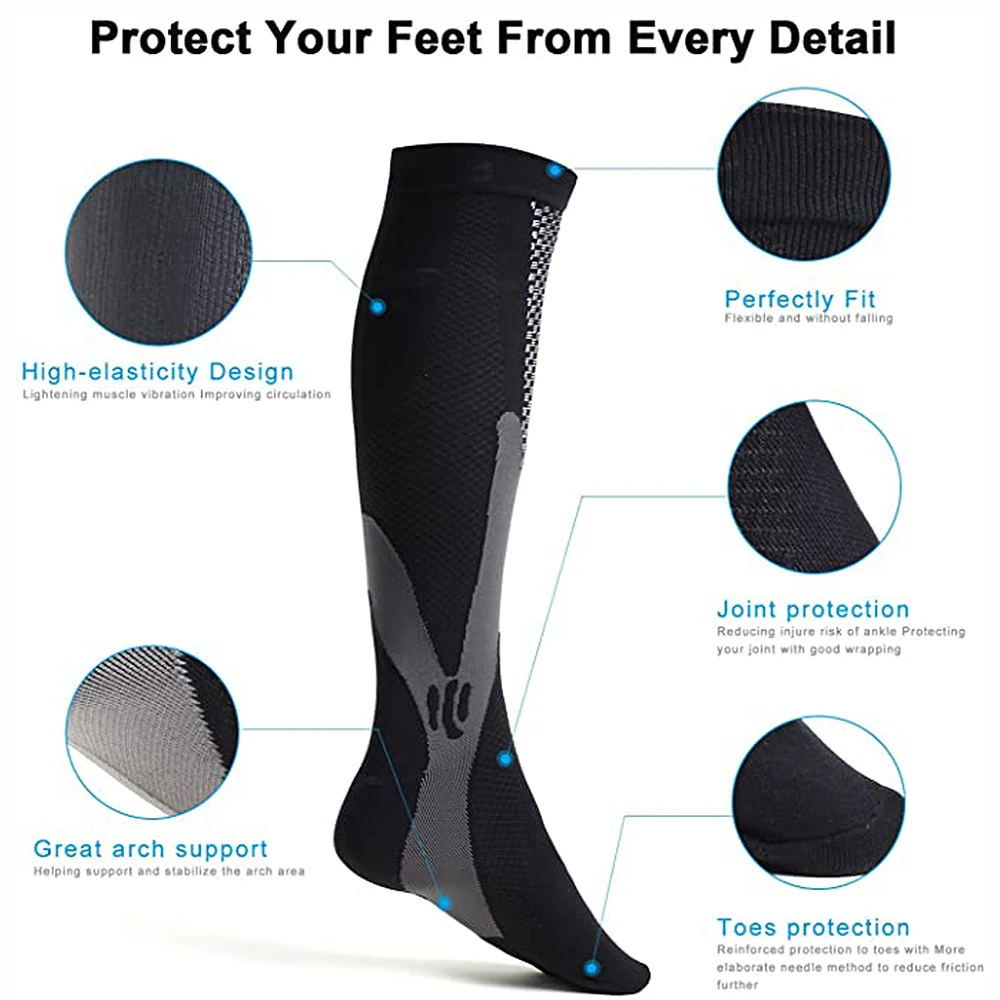 BraceTop 1 Pair Sports Stockings Compression Golf Sport Socks Medical Nursing Stockings Prevent Varicose Veins Socks Rugby Socks