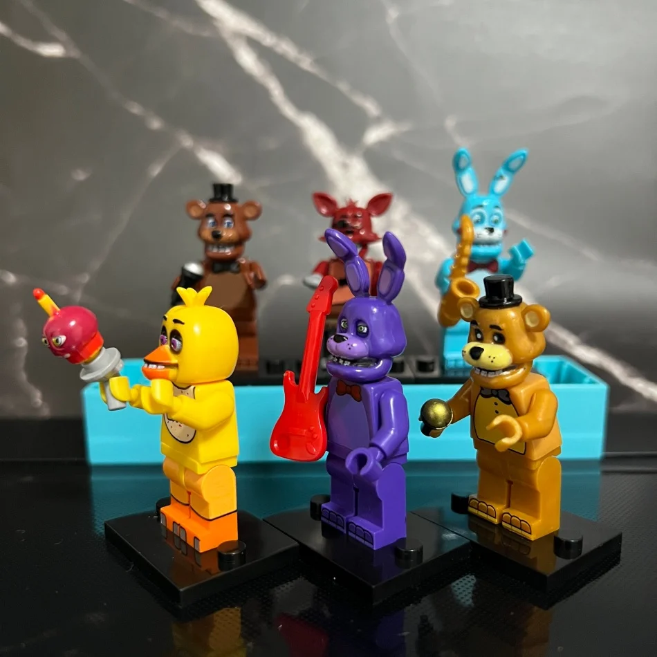 6Pcs FNAF Action Figure Toys At Five Nights Ornaments Assembled Toy DIY Model Game Peripheral Childrens Birthday Gifts