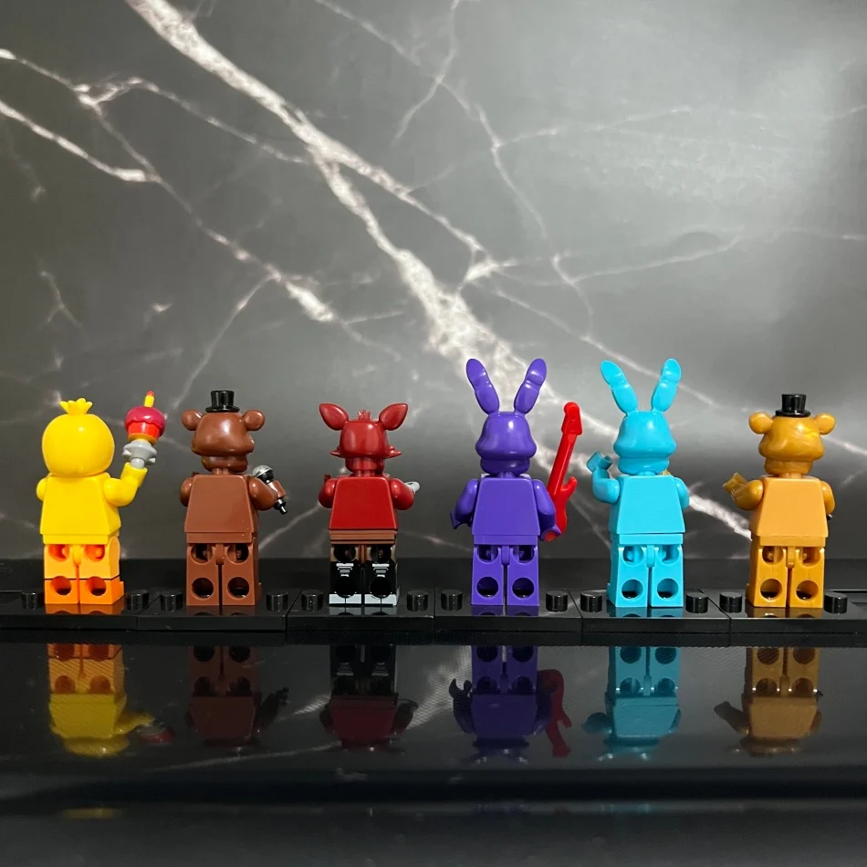6Pcs FNAF Action Figure Toys At Five Nights Ornaments Assembled Toy DIY Model Game Peripheral Childrens Birthday Gifts