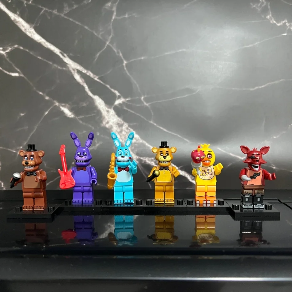 6Pcs FNAF Action Figure Toys At Five Nights Ornaments Assembled Toy DIY Model Game Peripheral Childrens Birthday Gifts