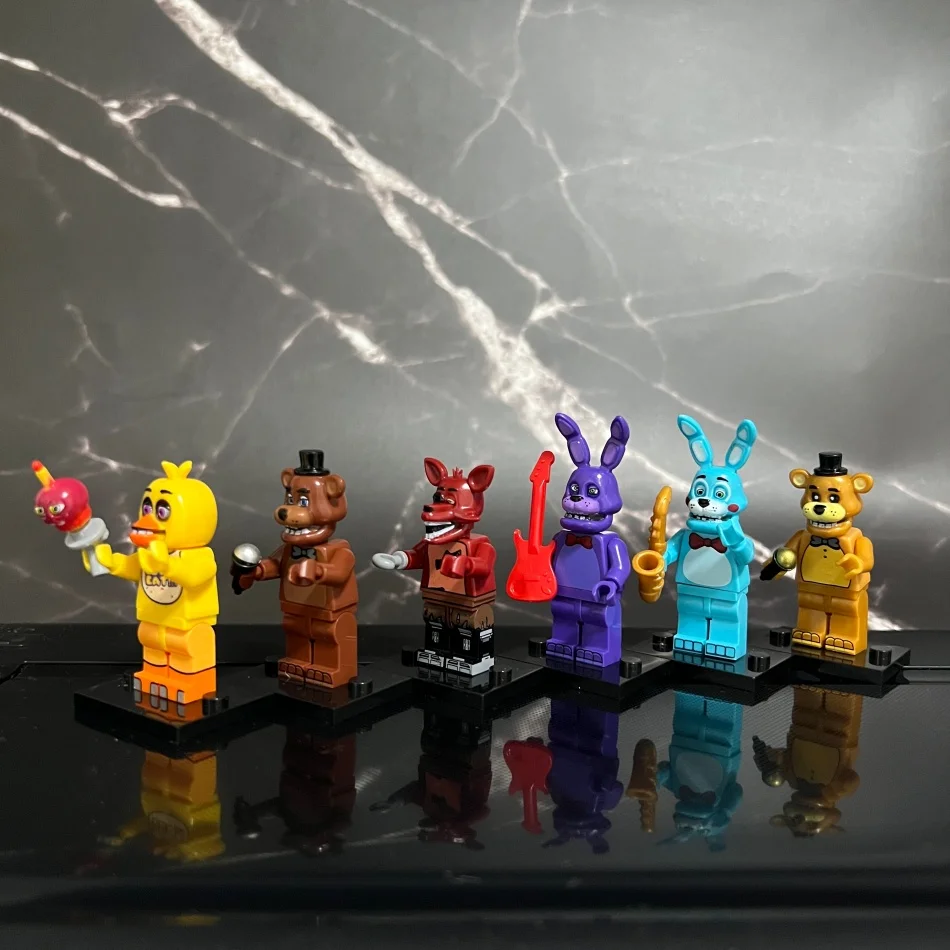 6Pcs FNAF Action Figure Toys At Five Nights Ornaments Assembled Toy DIY Model Game Peripheral Childrens Birthday Gifts