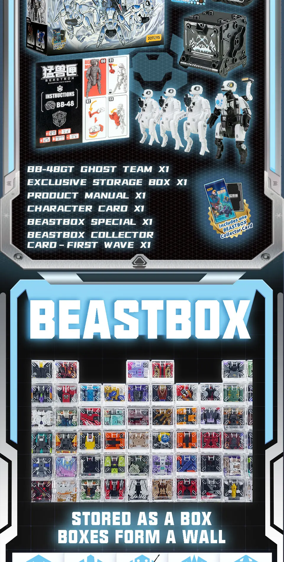 52TOYS BEASTBOX BB-48GT GHOST TEAM Transformation Collectible Converting Action Figure Toys Gift
