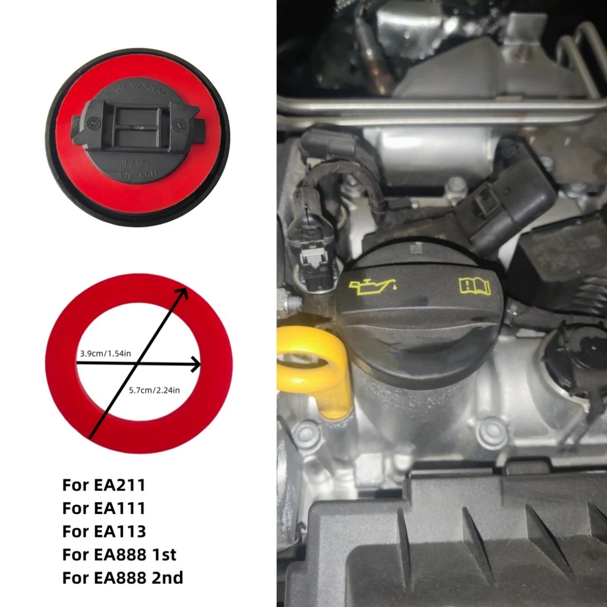 Oil Filler Cap Rubber Sealing Gasket EA888 EA211 EA111 EA113 For VW Golf 4 5 6 7 GTI Passat B5 B6 B7 B8 Audi A4 A6 A5 Q5 S4 Q3