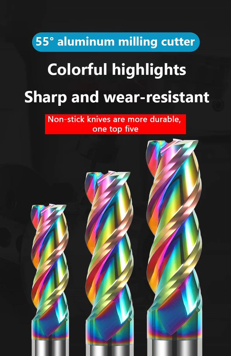 3 Flutes Aluminum Cutter Carbide Milling Cutter Tungsten End Mill DLC Coating Teeth Aluminum Milling Tool Key Seater Router Bit