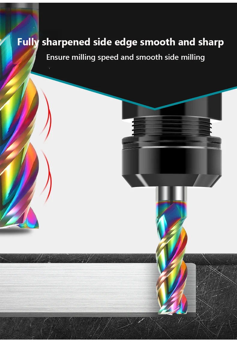 3 Flutes Aluminum Cutter Carbide Milling Cutter Tungsten End Mill DLC Coating Teeth Aluminum Milling Tool Key Seater Router Bit