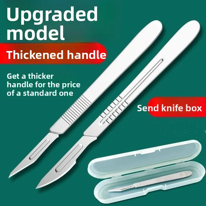 Dental Surgical Scalpel Handle No.3/4 with Blades No.11/23 Stainless Steel Carbon Steel Dissection Cutting Tool for Oral Surgery