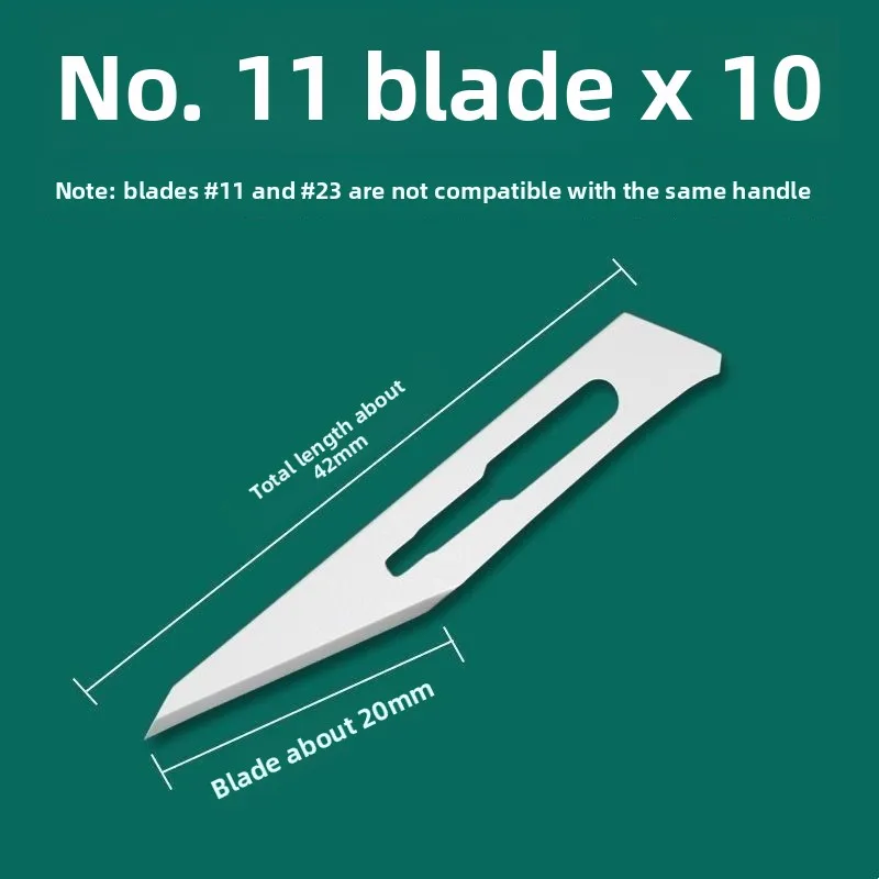 Dental Surgical Scalpel Handle No.3/4 with Blades No.11/23 Stainless Steel Carbon Steel Dissection Cutting Tool for Oral Surgery