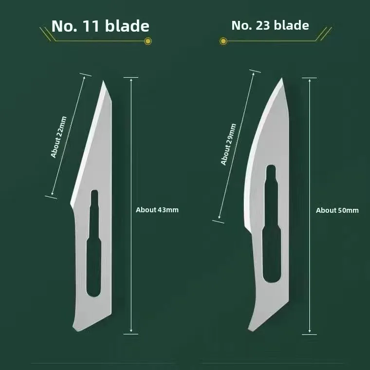 Dental Surgical Scalpel Handle No.3/4 with Blades No.11/23 Stainless Steel Carbon Steel Dissection Cutting Tool for Oral Surgery