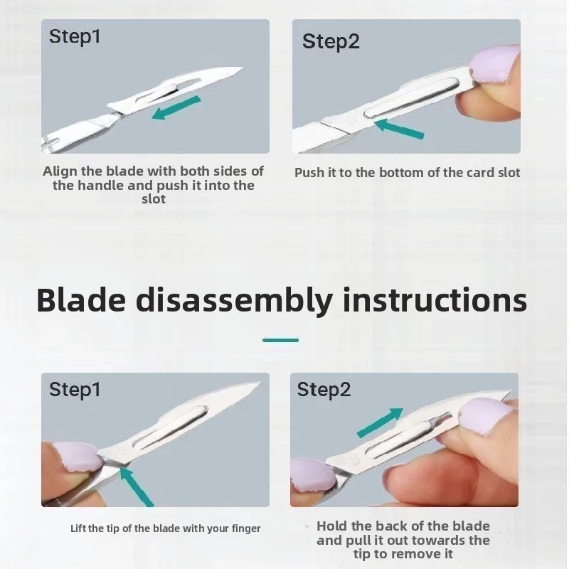 Dental Surgical Scalpel Handle No.3/4 with Blades No.11/23 Stainless Steel Carbon Steel Dissection Cutting Tool for Oral Surgery