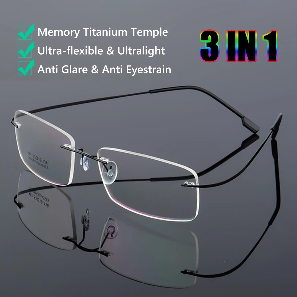 1PC Flexible Ultralight Reading Glasses Rimless Memory Titanium Eyeglasses Vision Care Presbyopic Eyewear Strength +1.0~+4.0
