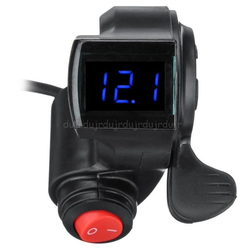 1 Set Electric Vehicle Voltage Display Switch Handle Finger Thumb Throttle Scooter with Power LED Display Handlebar GripsJu24 21