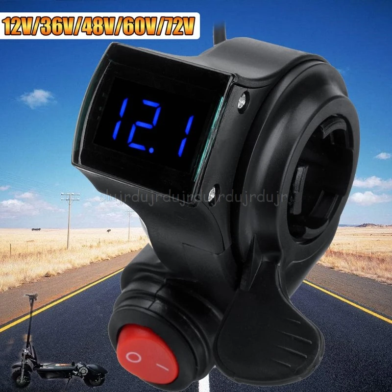 1 Set Electric Vehicle Voltage Display Switch Handle Finger Thumb Throttle Scooter with Power LED Display Handlebar GripsJu24 21