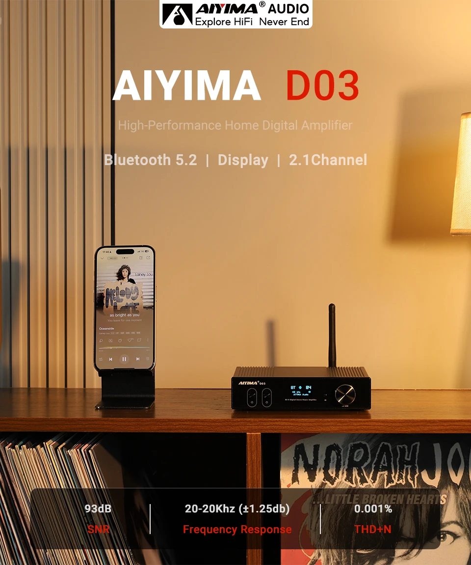 AIYIMA D03 Bluetooth Amplifier 150Wx2 Stereo HiFi Sound Amplificador Subwoofer Amplifiers USB DAC OLED APTX DIY 2.1 Home Audio