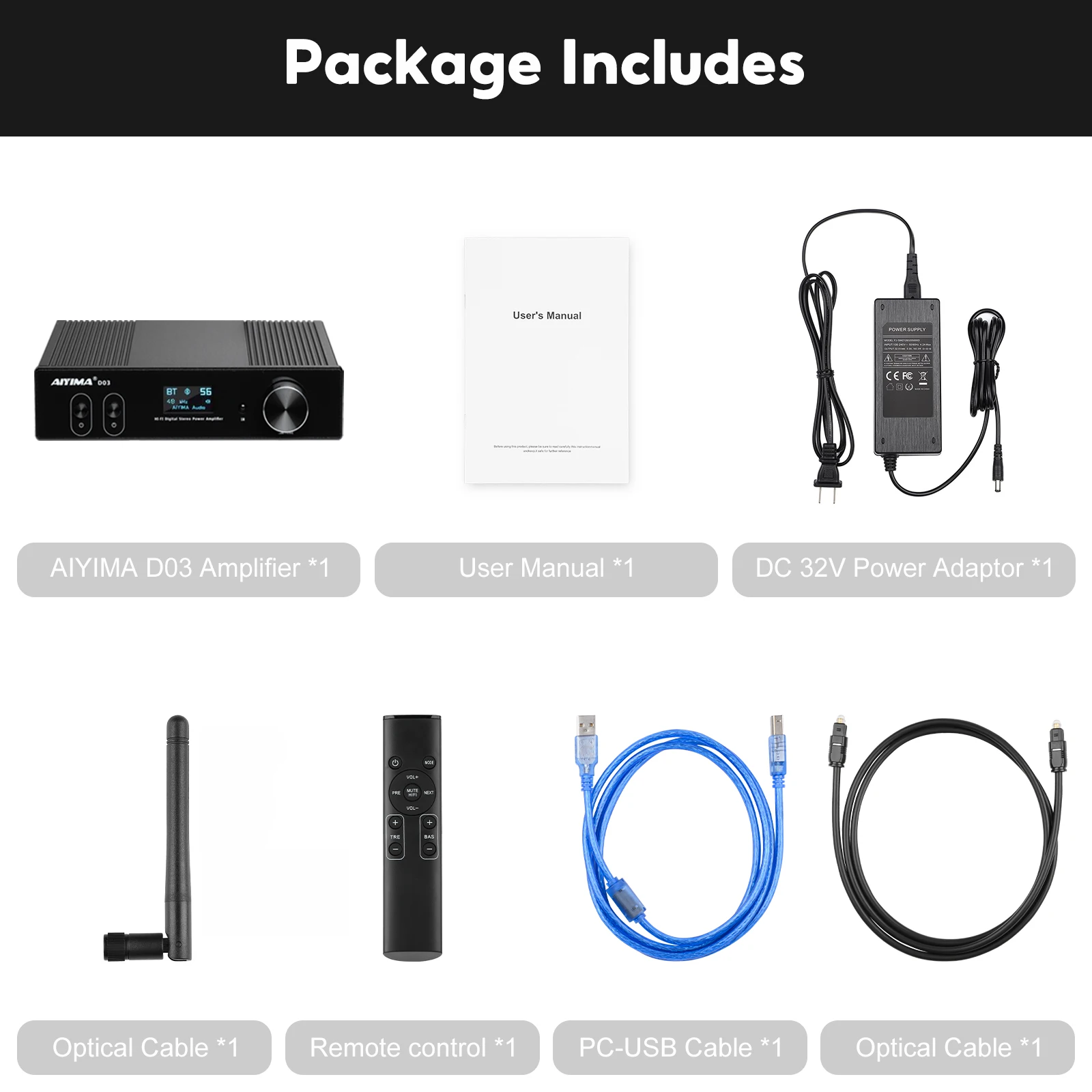 AIYIMA D03 Bluetooth Amplifier 150Wx2 Stereo HiFi Sound Amplificador Subwoofer Amplifiers USB DAC OLED APTX DIY 2.1 Home Audio