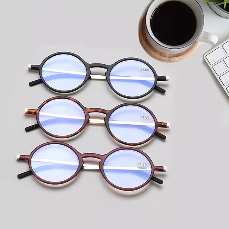 Sighttoo Ultra-Thin Portable TR90 Presbyopic Eyeglass With Magnetic Case Men Women Space Aluminum Anti Blue- Reading Glasses