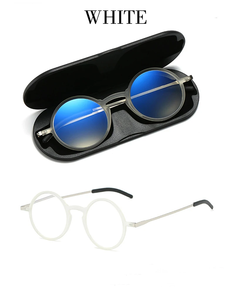 Sighttoo Ultra-Thin Portable TR90 Presbyopic Eyeglass With Magnetic Case Men Women Space Aluminum Anti Blue- Reading Glasses