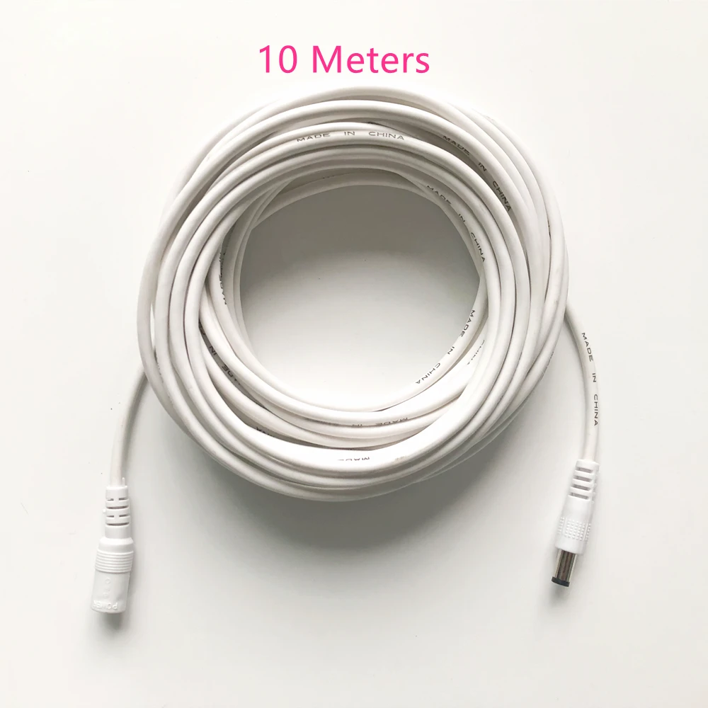 3M/5M/10M/15M/20M/30M/50M DC 12V CCTV Camera Power Cable 5.5mmx2.1mm Male Female White Extension Cord for Security Camera