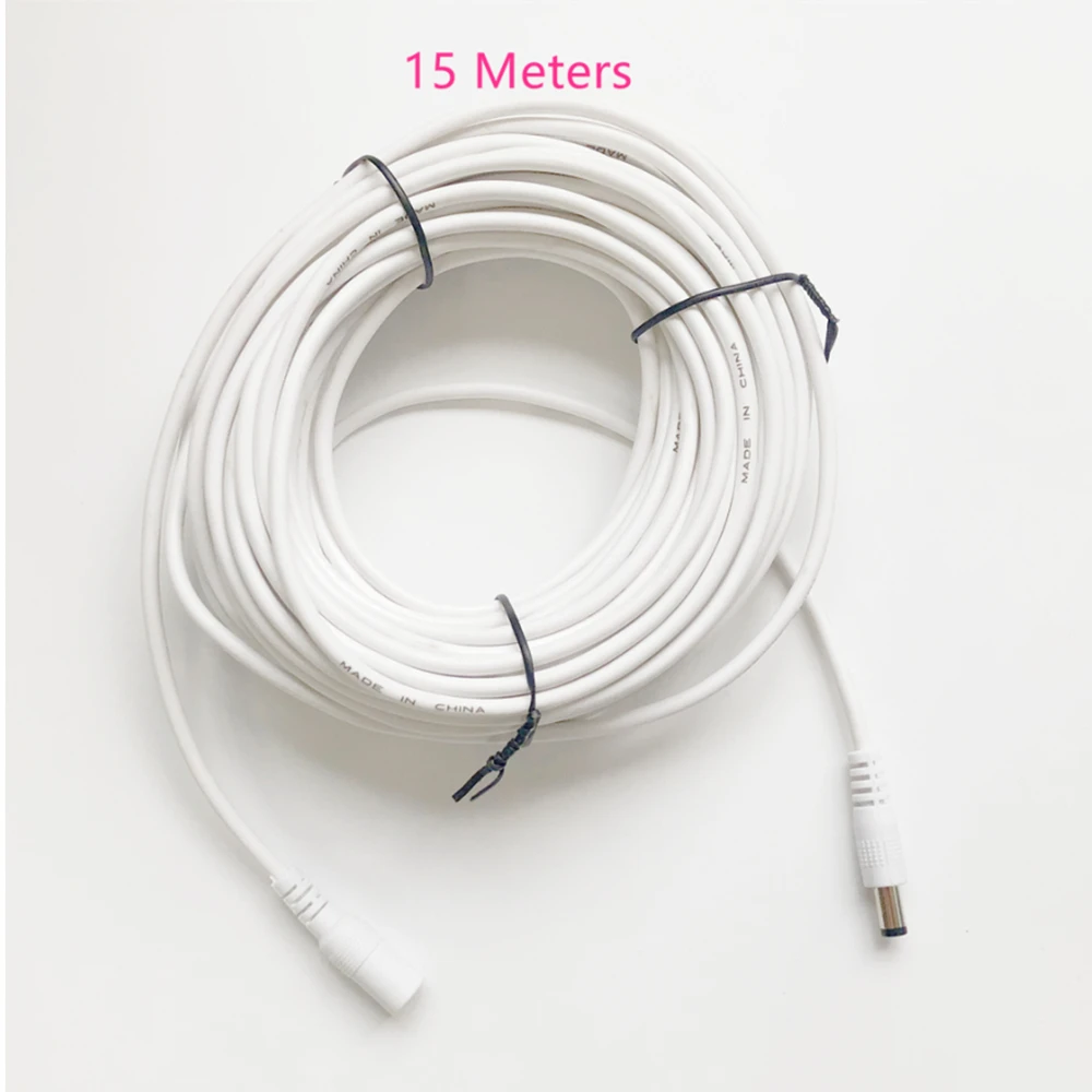 3M/5M/10M/15M/20M/30M/50M DC 12V CCTV Camera Power Cable 5.5mmx2.1mm Male Female White Extension Cord for Security Camera