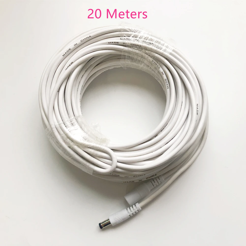 3M/5M/10M/15M/20M/30M/50M DC 12V CCTV Camera Power Cable 5.5mmx2.1mm Male Female White Extension Cord for Security Camera