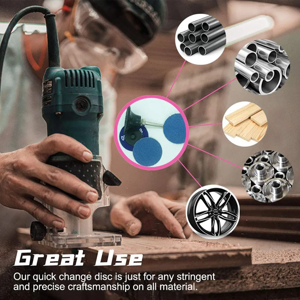 50mm R-Type Quick Change Discs Set 2 Inch Zirconia Sanding Discs with 1/4" Holder for Die Grinder Rust Paint Removal Accessories