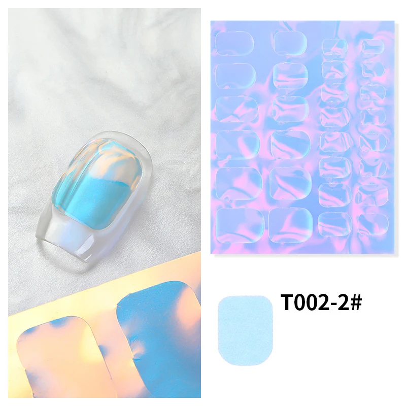 Sparkly Holographic Aurora Nail Foil Stickers Ice Cube Broken Paper Effect Summer Cellophane Decoration Wraps for Glass Nails