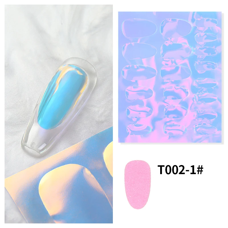 Sparkly Holographic Aurora Nail Foil Stickers Ice Cube Broken Paper Effect Summer Cellophane Decoration Wraps for Glass Nails