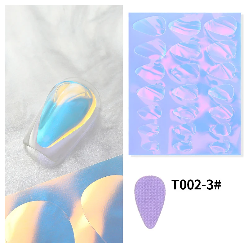 Sparkly Holographic Aurora Nail Foil Stickers Ice Cube Broken Paper Effect Summer Cellophane Decoration Wraps for Glass Nails
