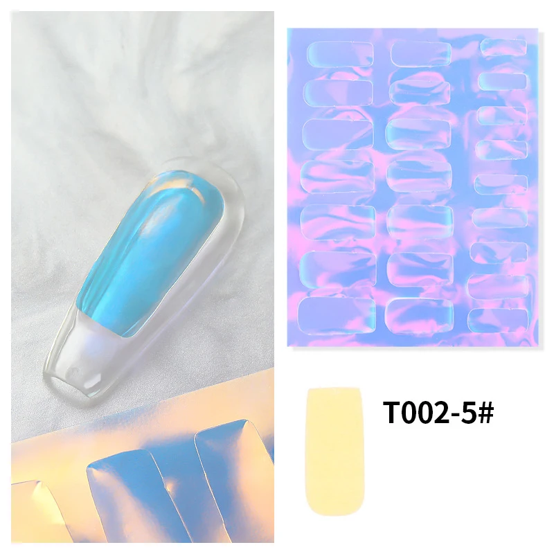 Sparkly Holographic Aurora Nail Foil Stickers Ice Cube Broken Paper Effect Summer Cellophane Decoration Wraps for Glass Nails