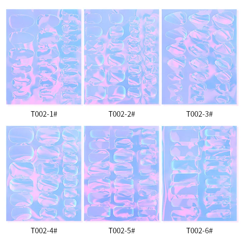 Sparkly Holographic Aurora Nail Foil Stickers Ice Cube Broken Paper Effect Summer Cellophane Decoration Wraps for Glass Nails