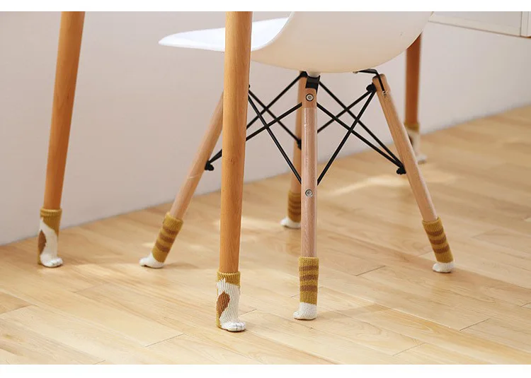 4Pcs/Set Creativity Cat Paw Table Foot socks Chair Leg Covers Floor Protectors Knitted Socks Mute Wear-Resistant Non-slip Mat