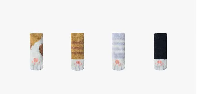 4Pcs/Set Creativity Cat Paw Table Foot socks Chair Leg Covers Floor Protectors Knitted Socks Mute Wear-Resistant Non-slip Mat