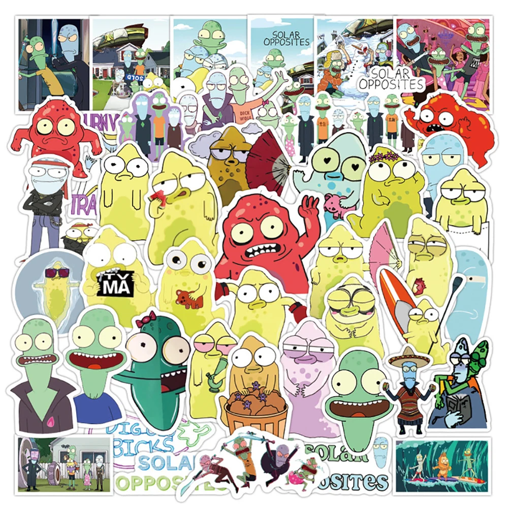 10/30/50PCS Anime Solar Opposites Season Cartoon Stickers DIY Motorcycle Luggage Skateboard Cool Sticker Classic Toy for Kid