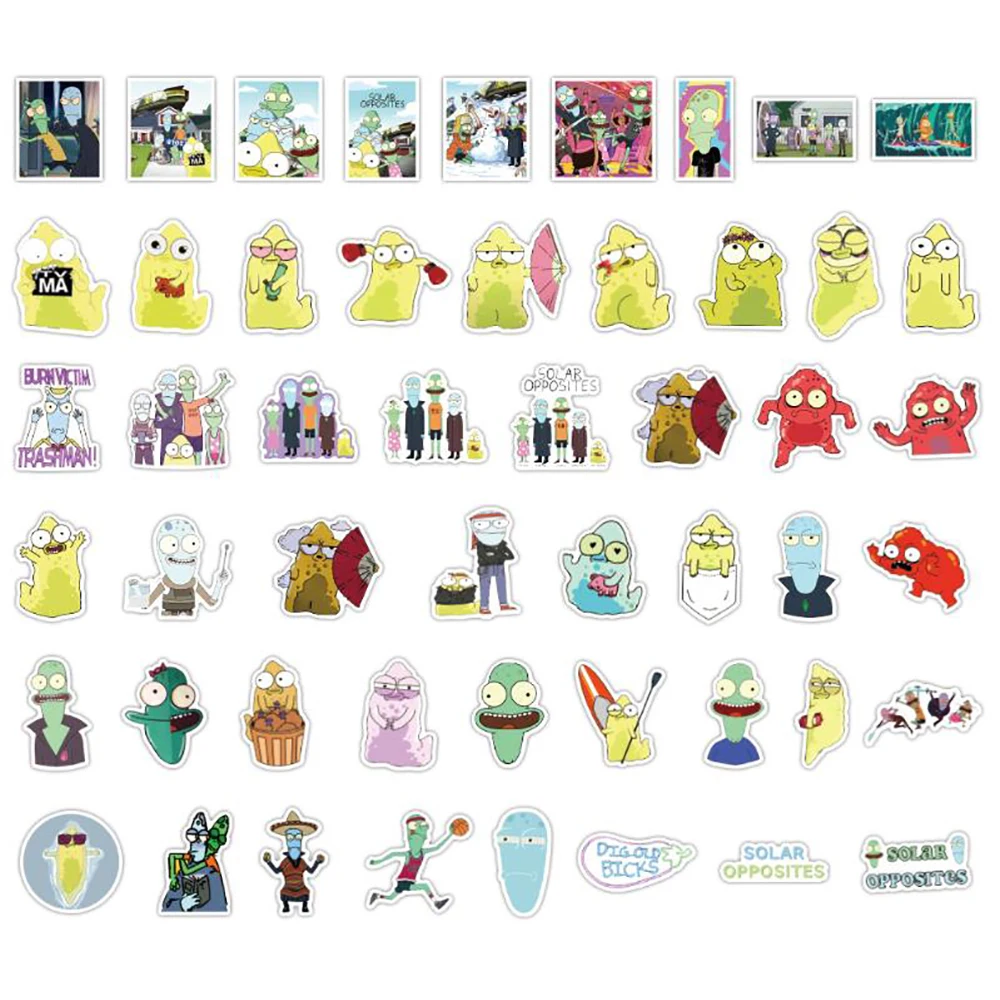 10/30/50PCS Anime Solar Opposites Season Cartoon Stickers DIY Motorcycle Luggage Skateboard Cool Sticker Classic Toy for Kid