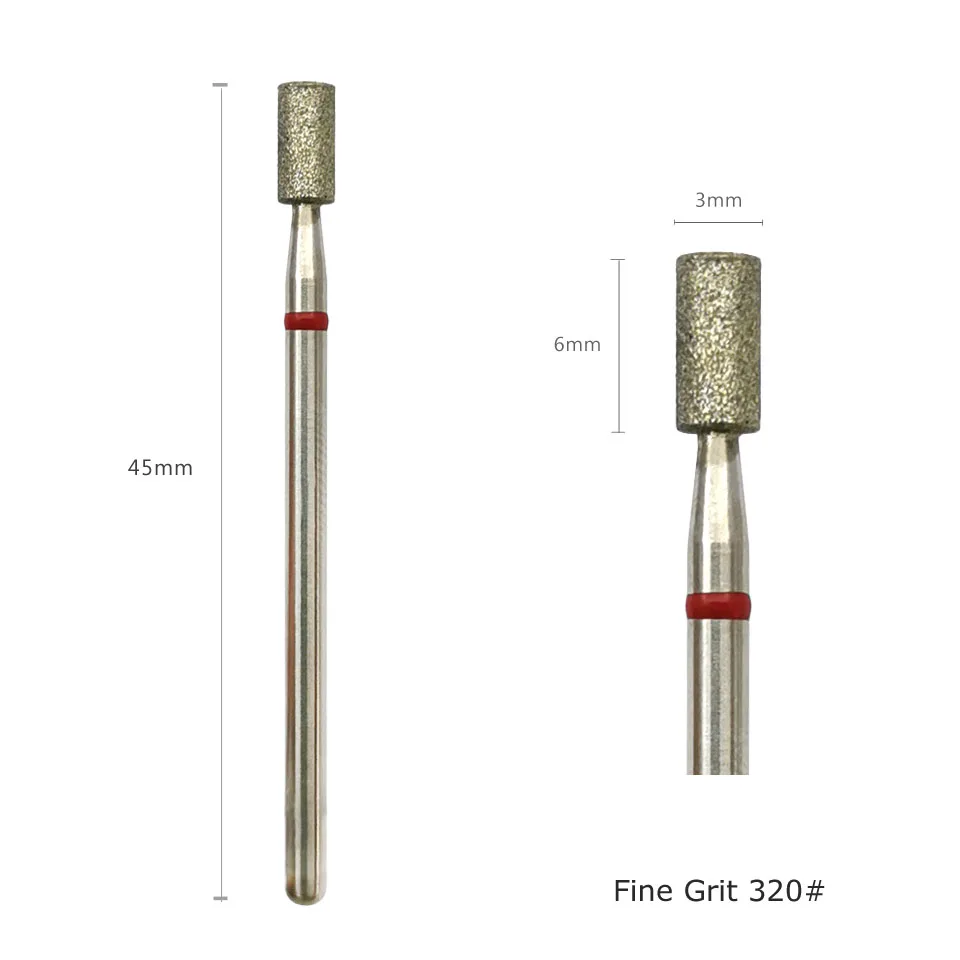 HYTOOS Fine Grit Russian Cuticle Bit Barrel Diamond Nail Drill Bits Electric Manicure Drill Rotary Burr Nails Accessories
