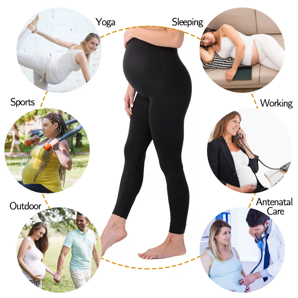 High Waist Pregnancy Leggings Skinny Maternity Clothes for Pregnant Women Belly Support Knitted Leggins Body Shaper Trousers