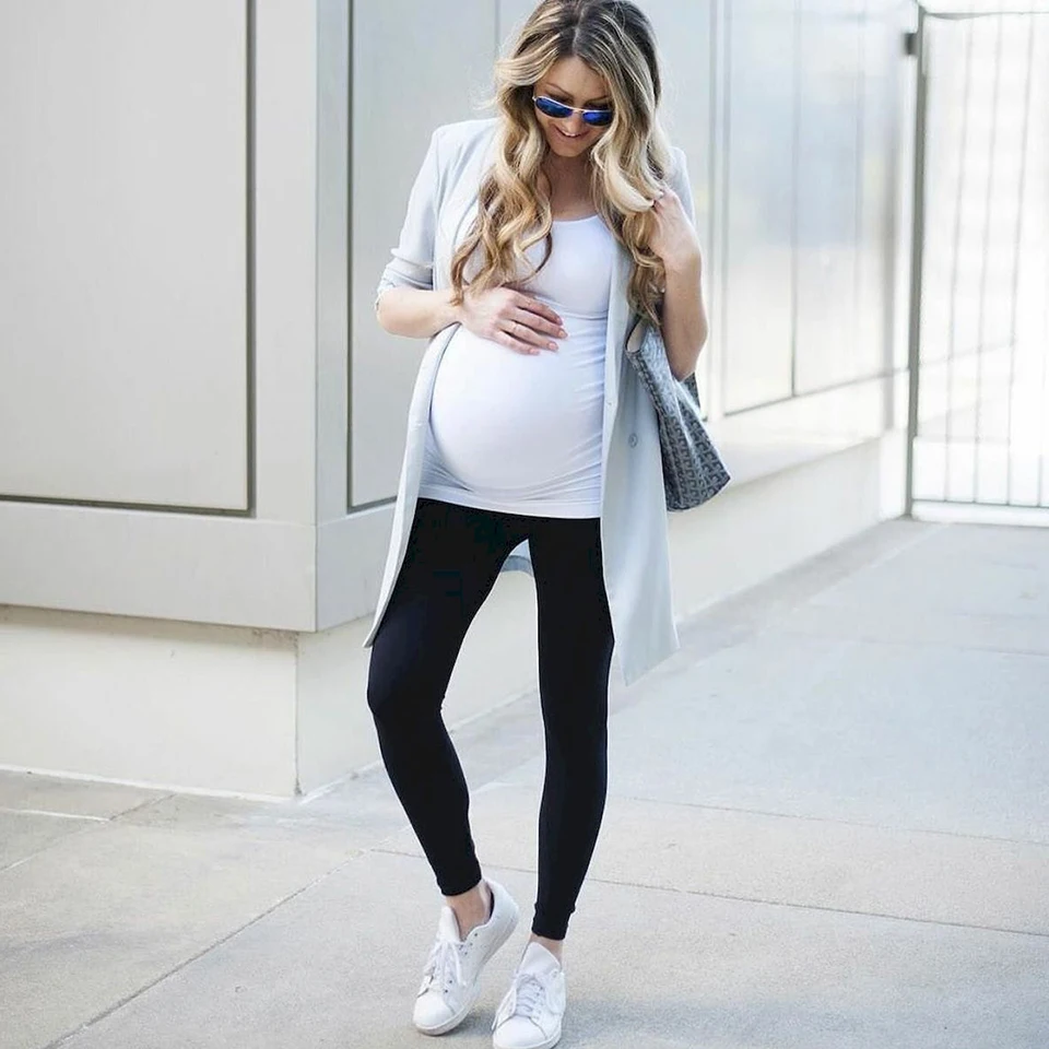 High Waist Pregnancy Leggings Skinny Maternity Clothes for Pregnant Women Belly Support Knitted Leggins Body Shaper Trousers