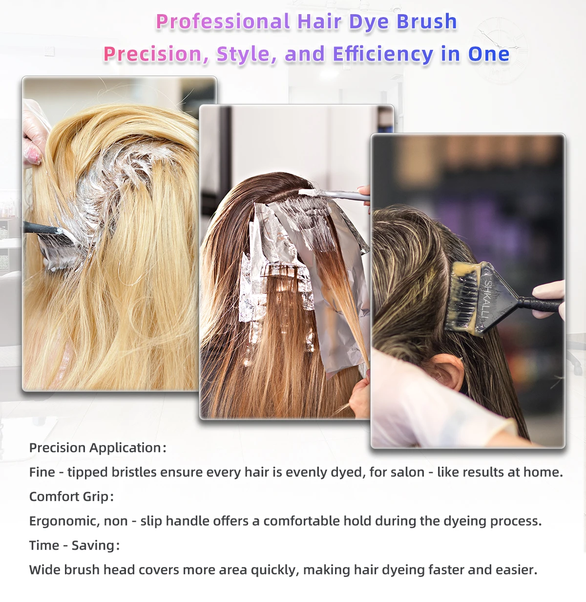 SHKALLI Professional Tint Brush for Salon Hair Dye Wider Soft Bristles Hair Brush Hair Dyeing Tools