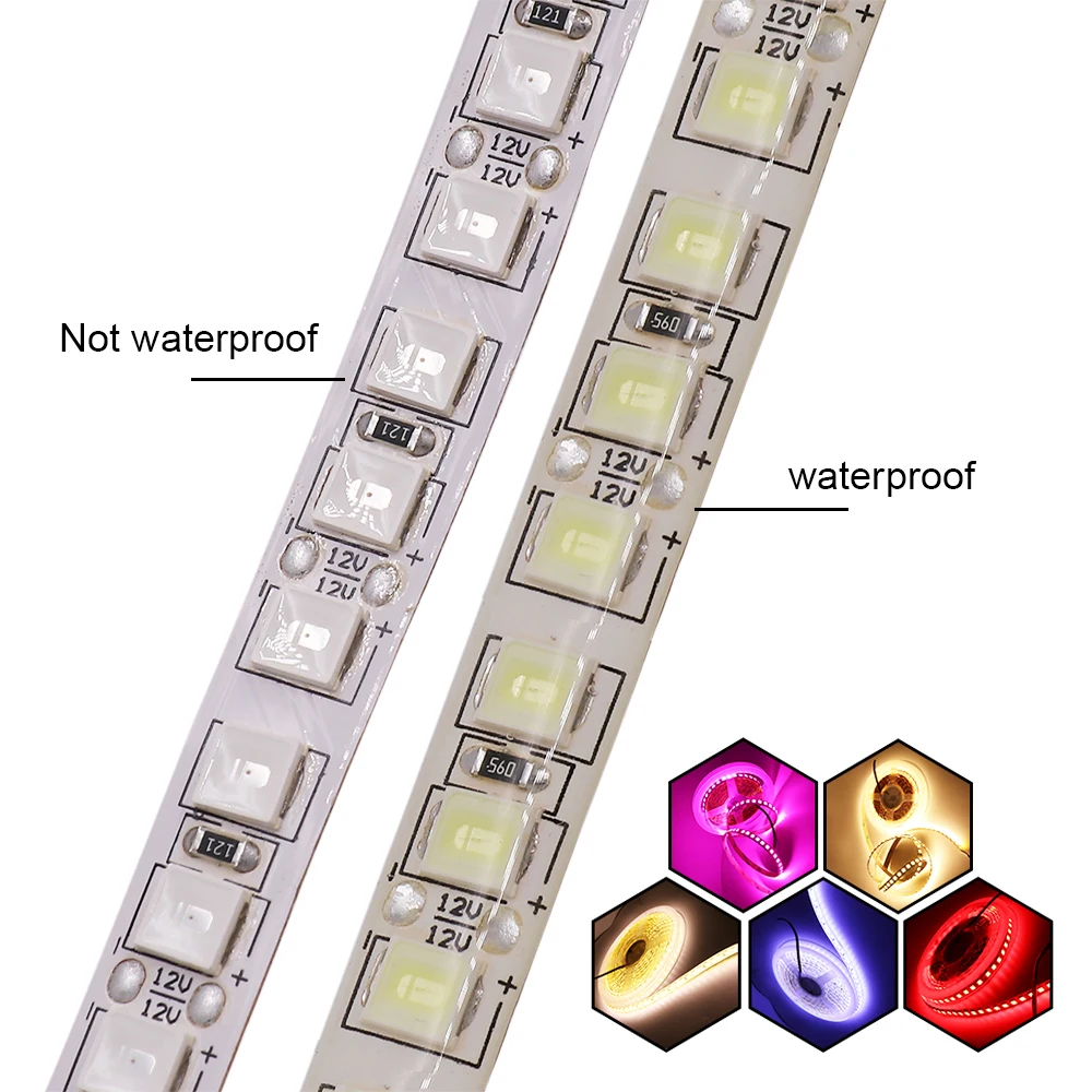 DC 12V Led Strip SMD 5050 5054 2835 Waterproof 6000K 4000K 3000K 60 120 240Leds/m Flexible LED Ribbon Tape Light Strip Lamp 5m