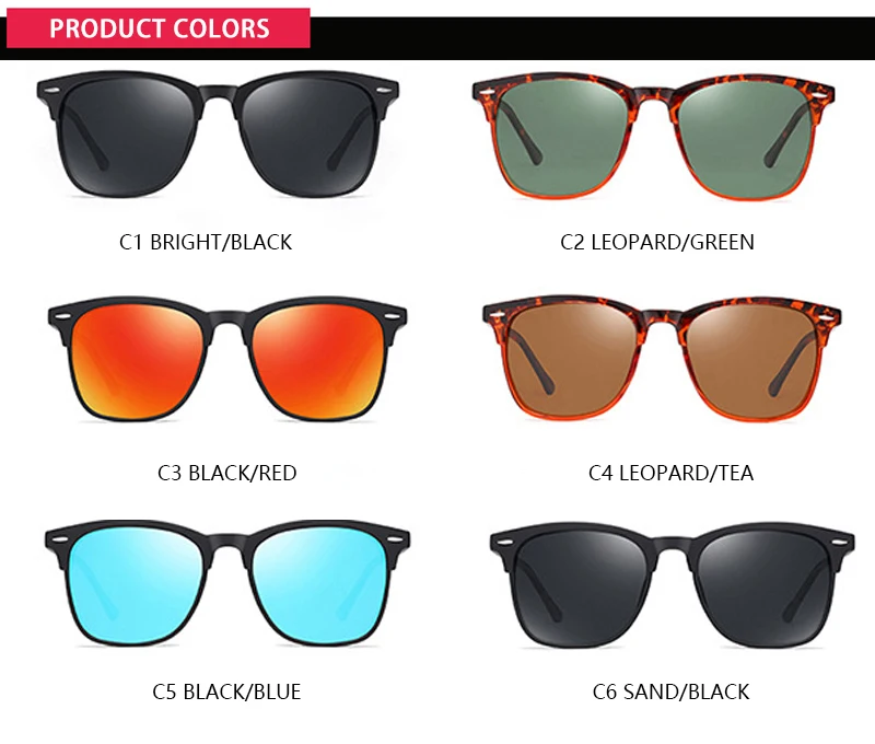 Fashion Square Polarized Sunglasses Men Women Classic Rivet Sun Glasses For Male High Quality Anti-glare Driving Shades