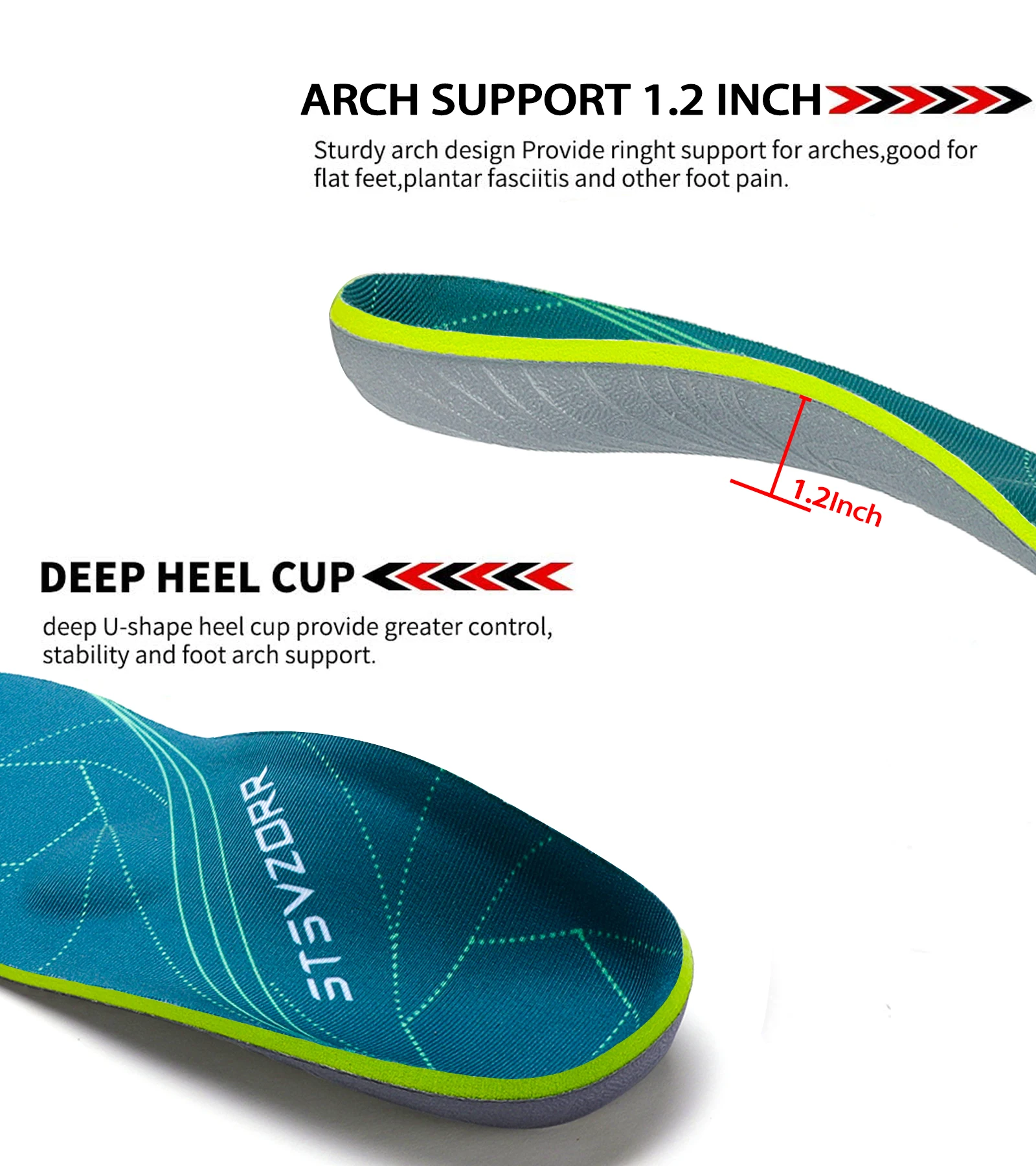 Severe Flat Foot Orthotic Insole Plantar Fasciitis Relieve Heel Pain Arch Support Shoes Insert For Women Men Sneakers Boots Sole
