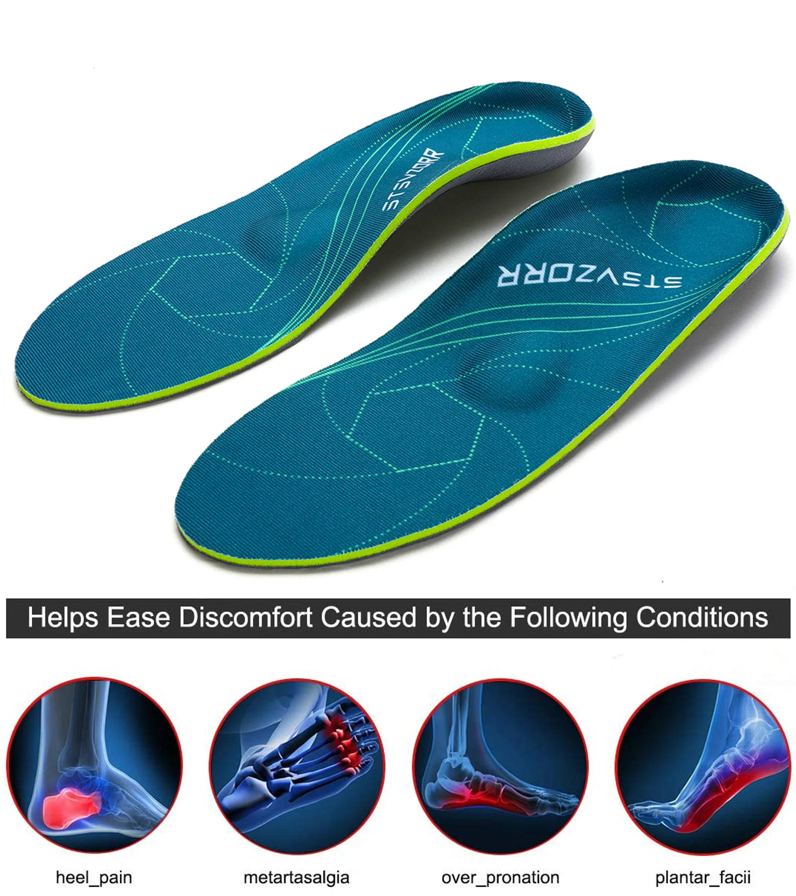 Severe Flat Foot Orthotic Insole Plantar Fasciitis Relieve Heel Pain Arch Support Shoes Insert For Women Men Sneakers Boots Sole