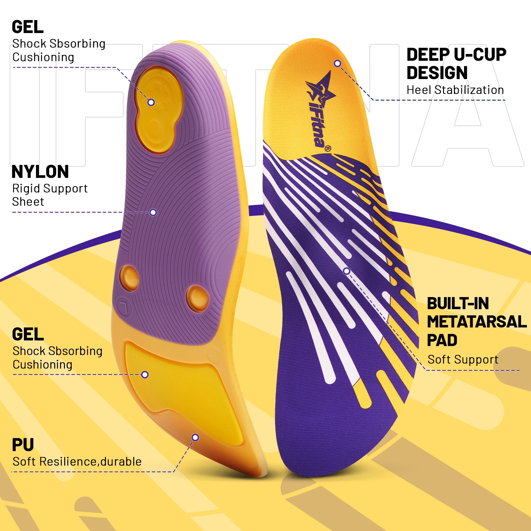 Severe Flat Foot Orthotic Insole Plantar Fasciitis Relieve Heel Pain Arch Support Shoes Insert For Women Men Sneakers Boots Sole
