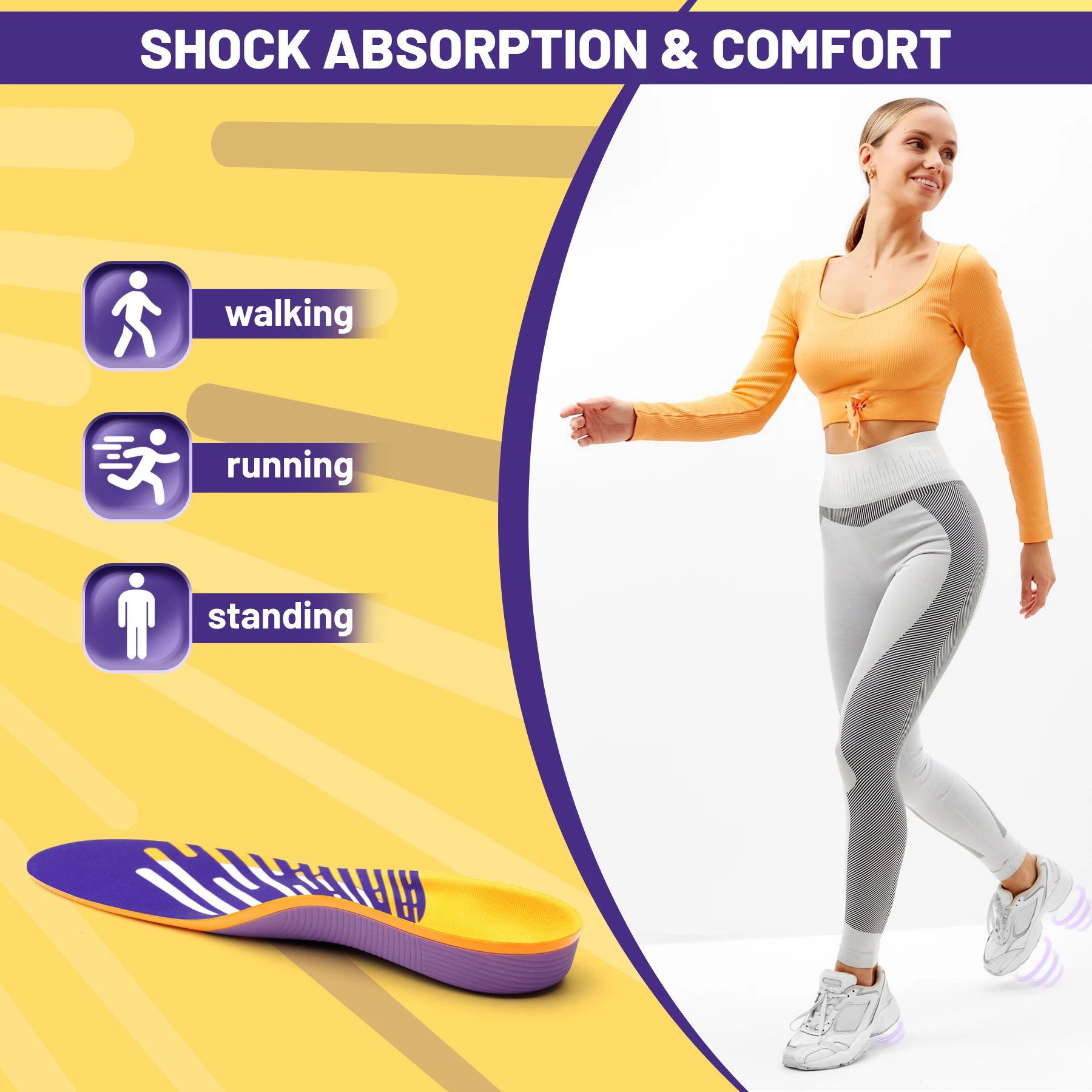Severe Flat Foot Orthotic Insole Plantar Fasciitis Relieve Heel Pain Arch Support Shoes Insert For Women Men Sneakers Boots Sole