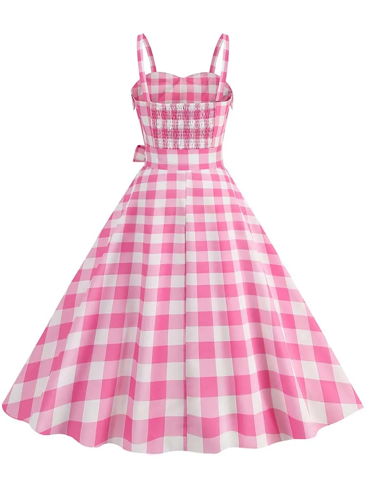Polka Dot Party Dress Elegant Women Summer Puff Sleeve Square Collar Elastic Waist Vintage Midi Sundress Casual Beach