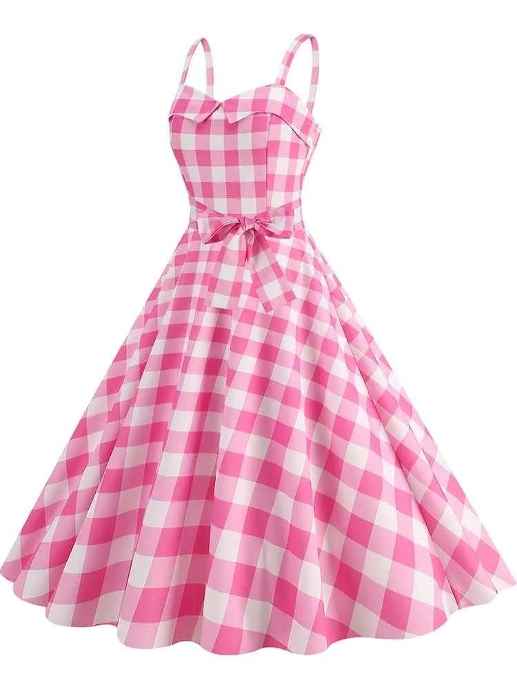 Polka Dot Party Dress Elegant Women Summer Puff Sleeve Square Collar Elastic Waist Vintage Midi Sundress Casual Beach