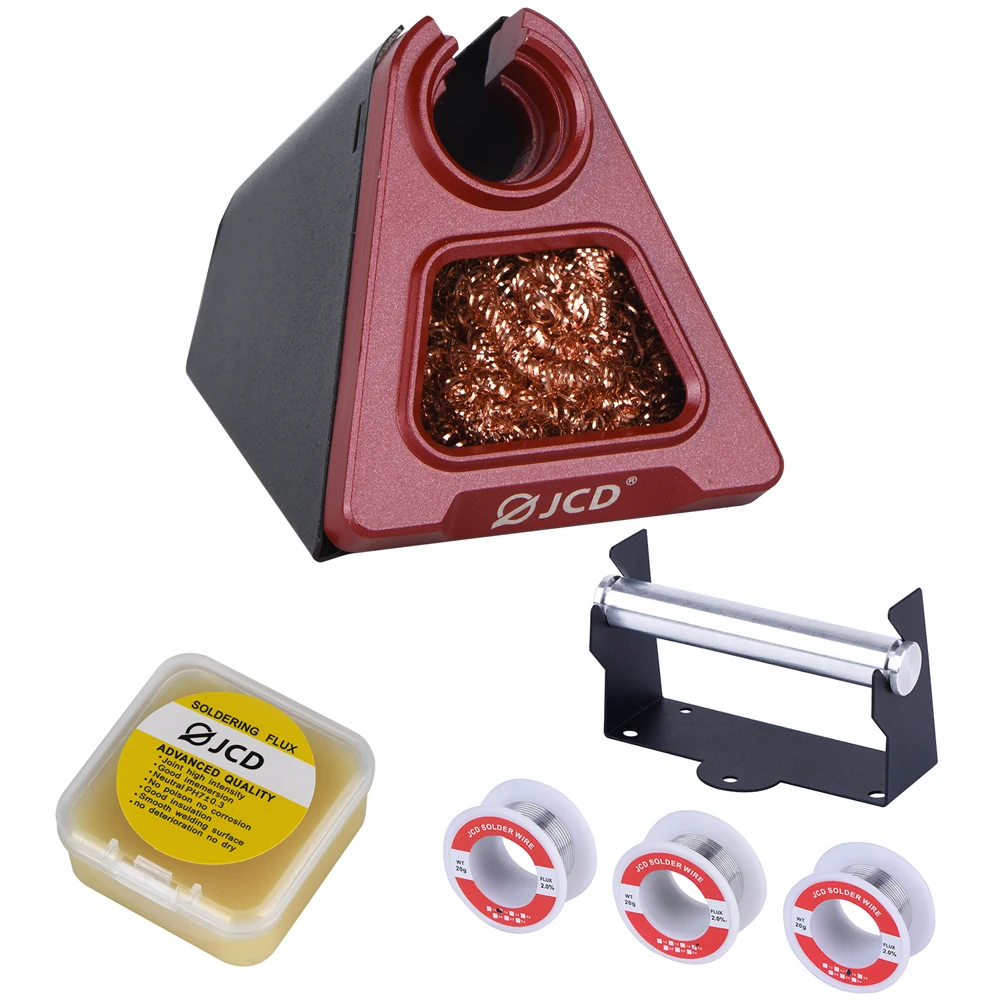 JCD 820 Aluminum Alloy Electric Soldering Iron Stand Holder with Welding Cleaning Copper Ball Solder Wire RMA Flux