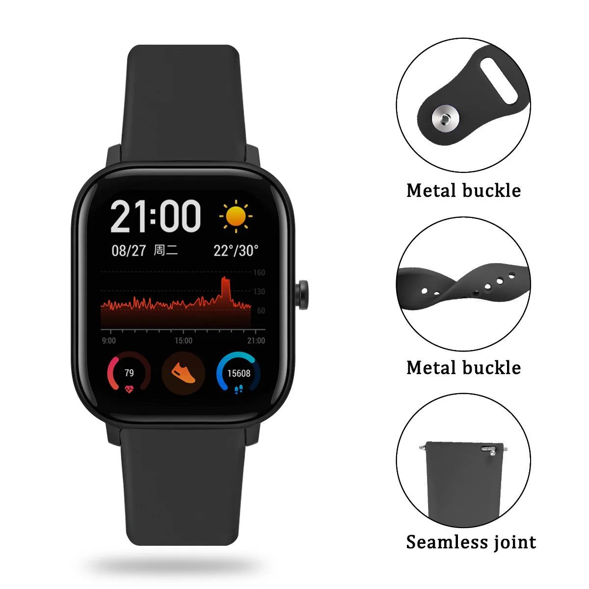20mm/22mm Silicone Band For Amazfit GTS 3/2/2e/GTS2 Mini/GTR 42mm/47mm/GTR 3/3 Pro/2/2e Sport Watch Bracelet Amazfit Bip 6 Strap